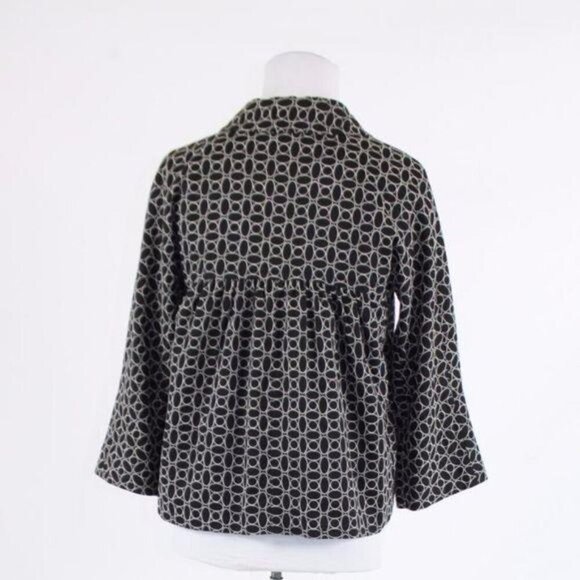 Vintage 90s Y2K Max Studio Retro Cropped Black White Swing Jacket M - Picture 7 of 8